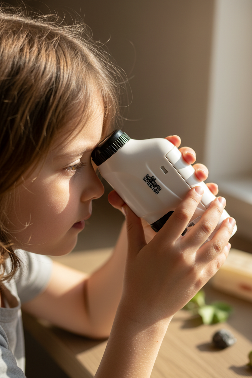 Pocket Microscope For Kids, Portable Handheld Mini Microscope Toy, Kids Microscope With LED Light 60X-120X, Halloween, Christmas And Thanksgiving Day Gift