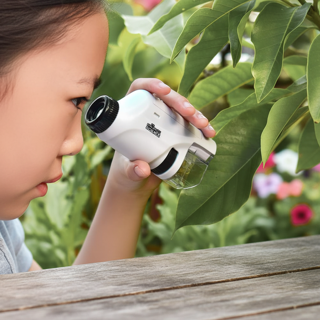 Pocket Microscope For Kids, Portable Handheld Mini Microscope Toy, Kids Microscope With LED Light 60X-120X, Halloween, Christmas And Thanksgiving Day Gift