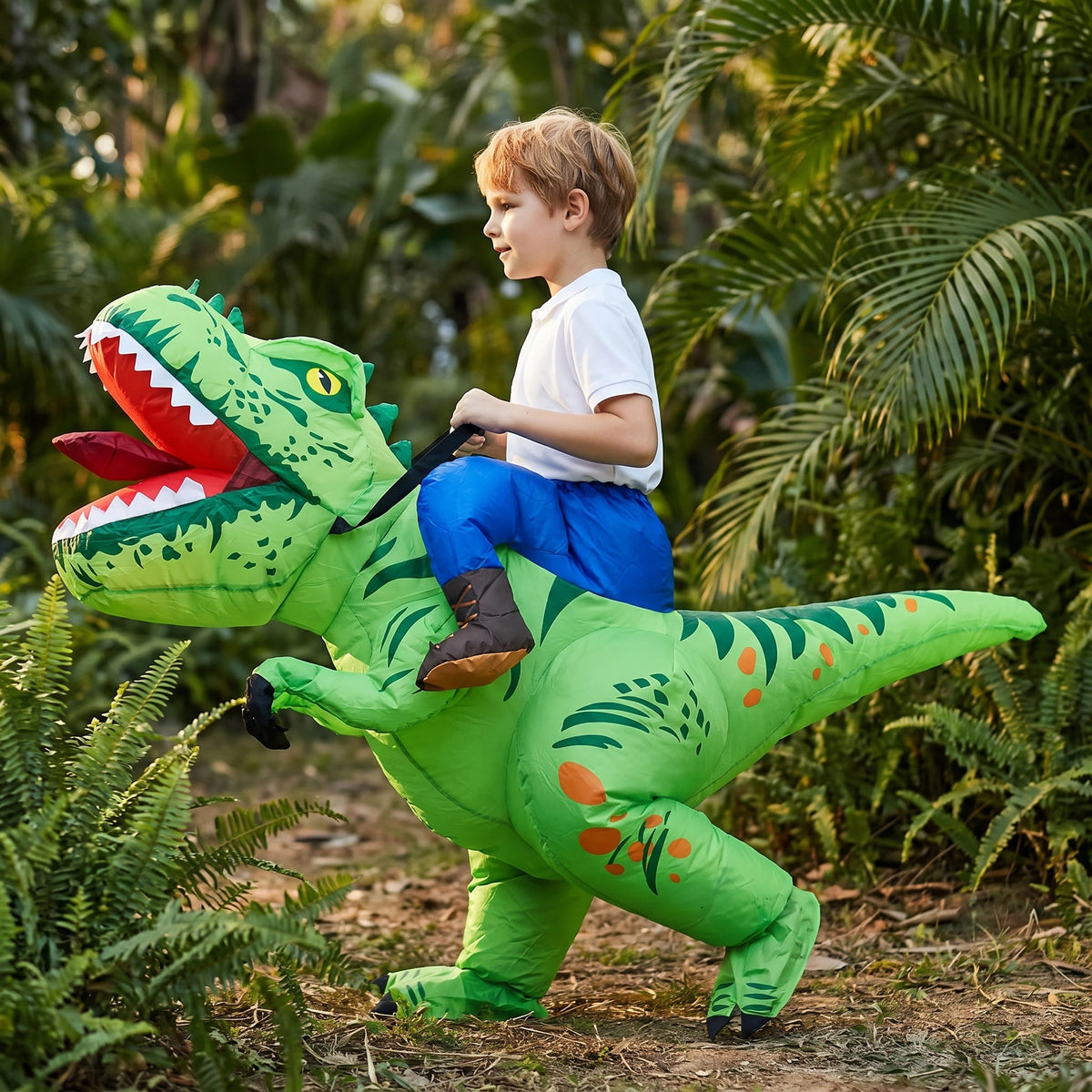 DinoRider - Laufender Dinosaurier mit Reiterkostüm